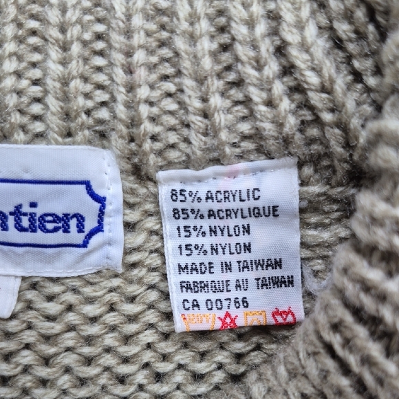 Vintage Men's Classic Cable Knit Crewneck Sweater  Unisex Size Large Tan - Picture 8 of 11